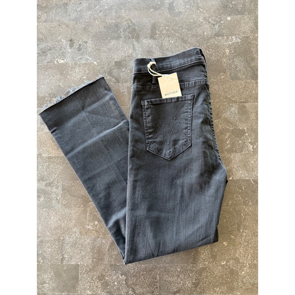 MOTHER The Hustler Ankle Fray Jeans Not Guilty Black Wash Size 32 New with Tag! - Picture 9 of 15